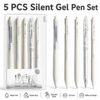 Silent Telescopic Gel Pens 0.5mm Black Ink – Set of 5 Gel Pen Set Richie's