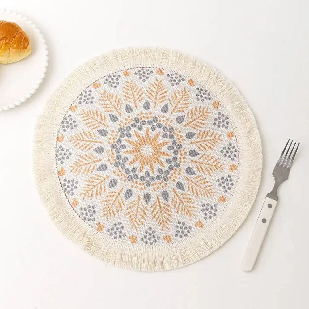 Bohemian Round Woven Placemat – Heat Resistant & Non-Slip Tassel Woven Placemat Richie's