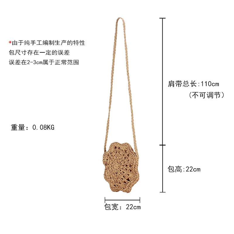 Handmade Woven Rattan Round Crossbody Bag – Boho Beach Bag Rattan Crossbody Bag Richie's