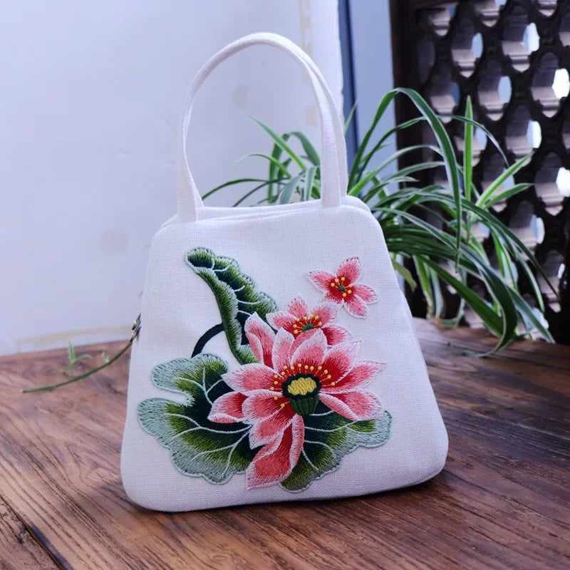 Ethnic Embroidered Floral Canvas Tote Handbag for Women Canvas Tote Handbag Richie's style9