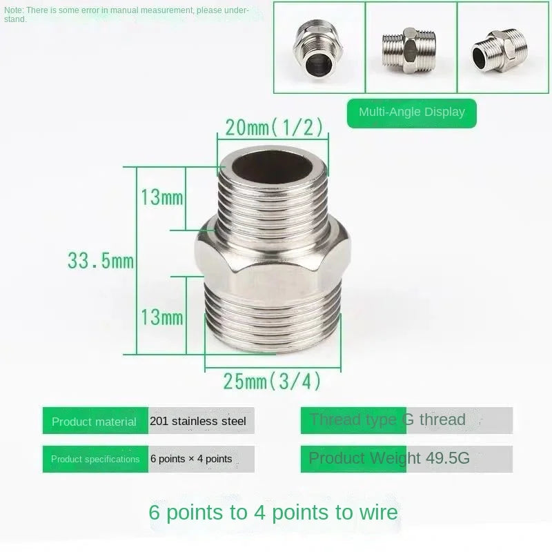 Stainless Steel Pipe Fittings Tee Elbow Reducer DN20 DN15 Pipe Fittings Richie's 6X4 49.5g 1/2"