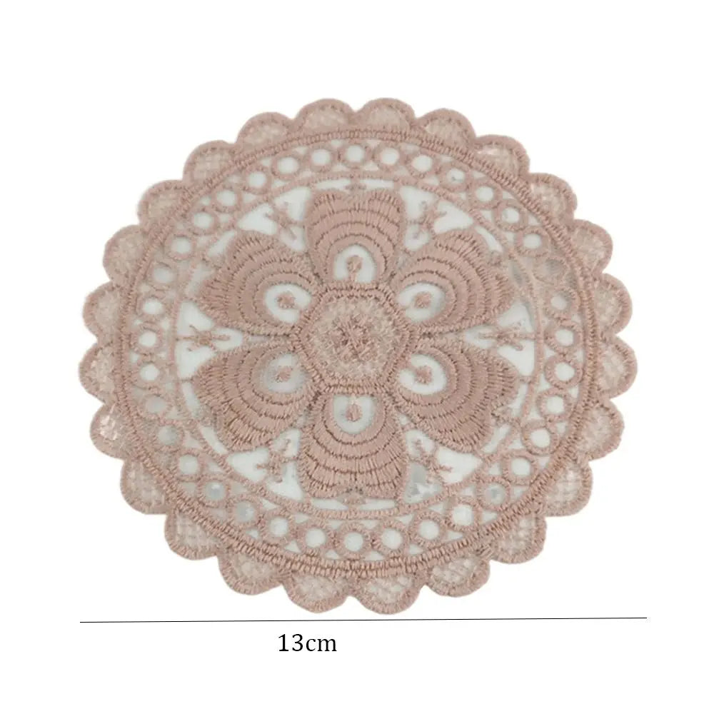 Lace Embroidered Cloth Coaster – Vintage Round Dining Mat Embroidered Coaster Richie's