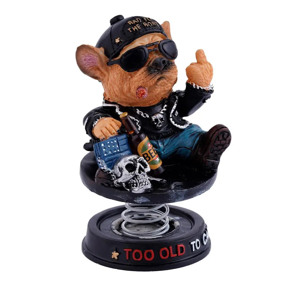 French Bulldog Biker Shaking Head Car Dashboard Ornament Dashboard Ornament Richie's 1 pc