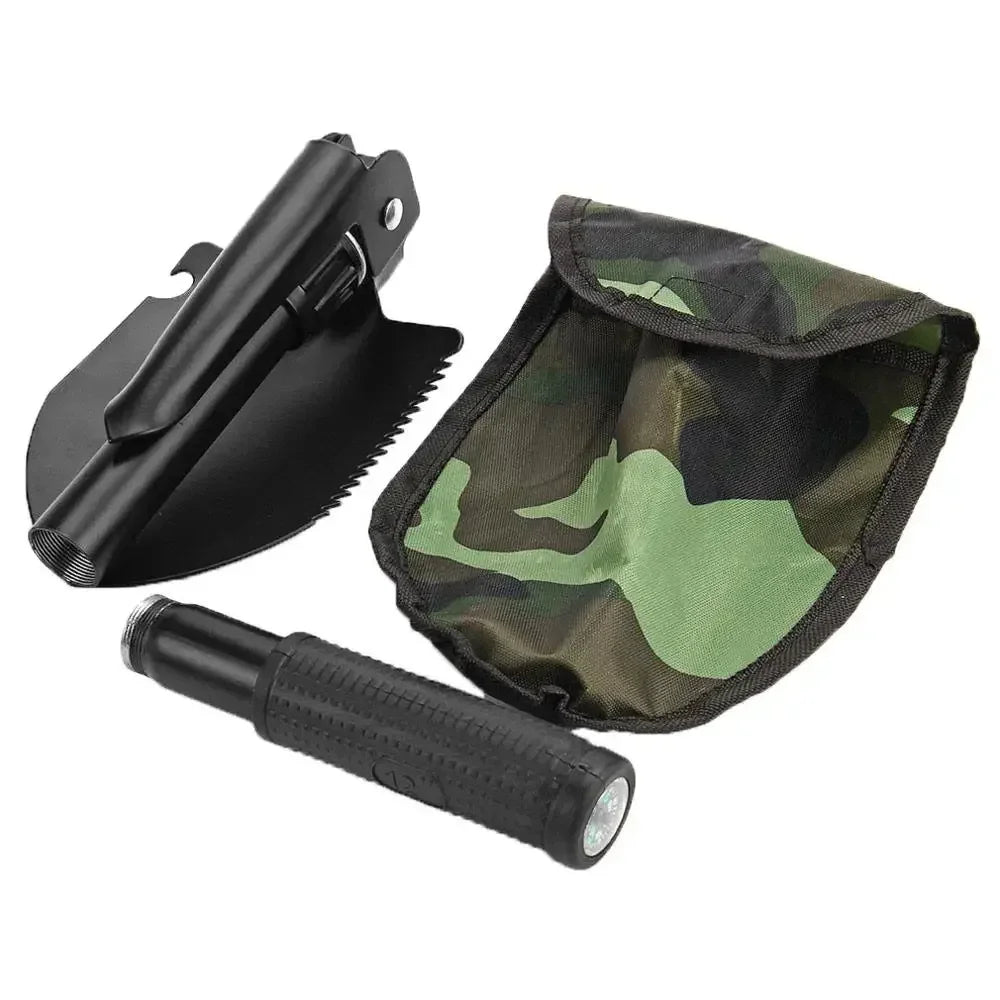 Folding Military Shovel & Pickaxe – Multifunctional Camp Tool Folding Camp Shovel Richie's black