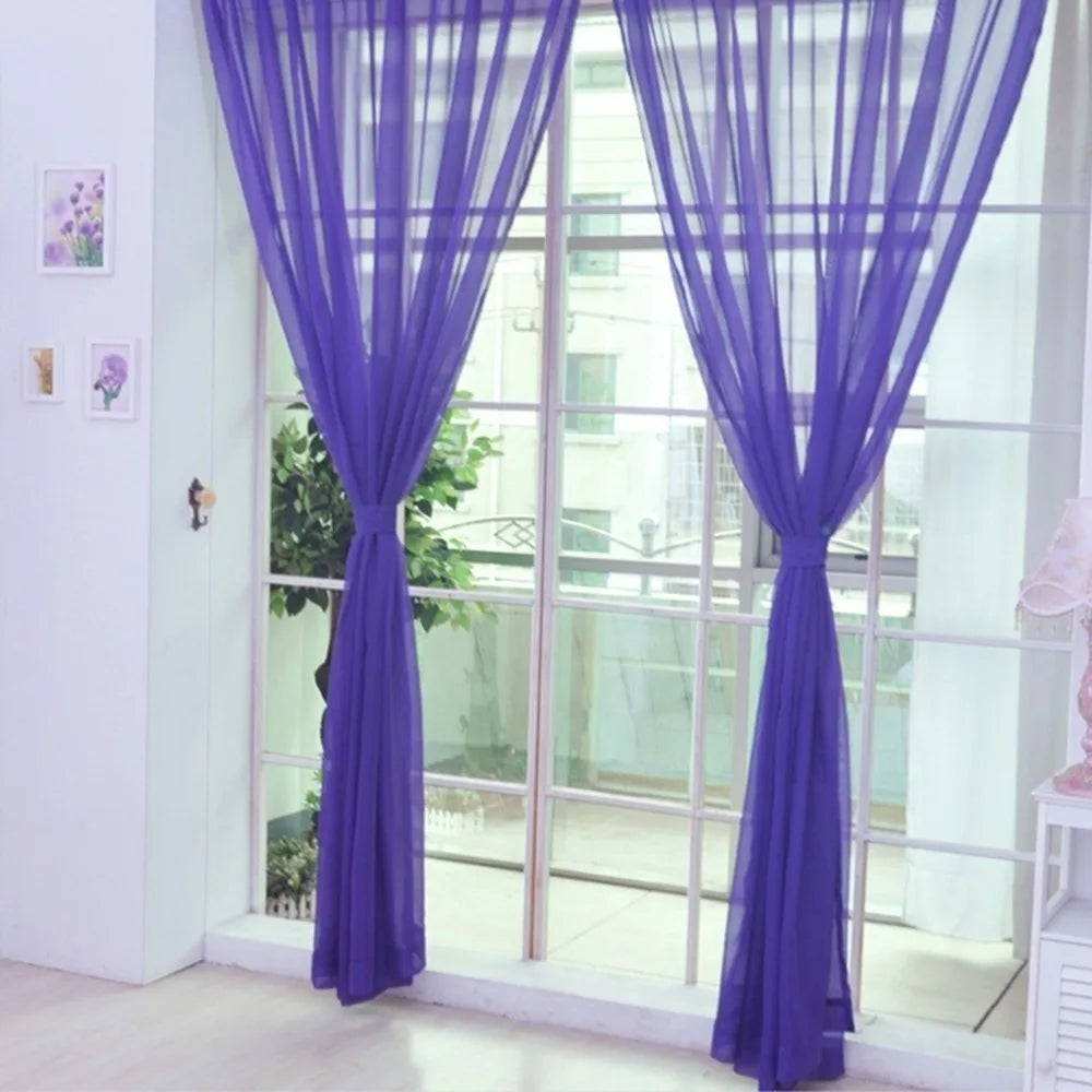 Sheer Tulle Curtain 1×2M Rod Pocket Polyester Window Panel Sheer Window Curtain Richie's Purple