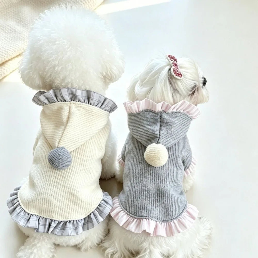 Hooded Ruffle Dog Dress – Sleeveless Small Pet Outfit Pet Dog Dress Richie's