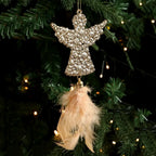 Christmas Feather Pendant Ornament – Gold Snowflake & Elk Decor Christmas Tree Ornament Richie's