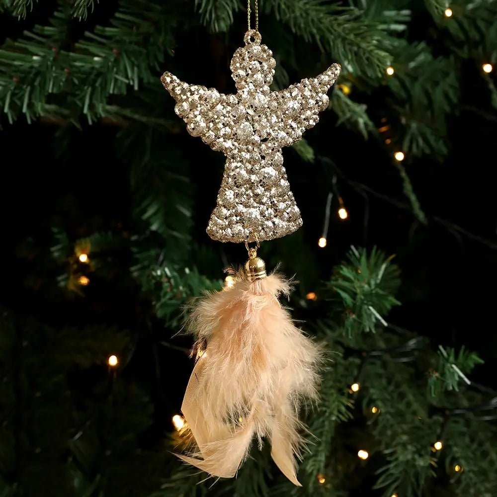 Christmas Feather Pendant Ornament – Gold Snowflake & Elk Decor Christmas Tree Ornament Richie's