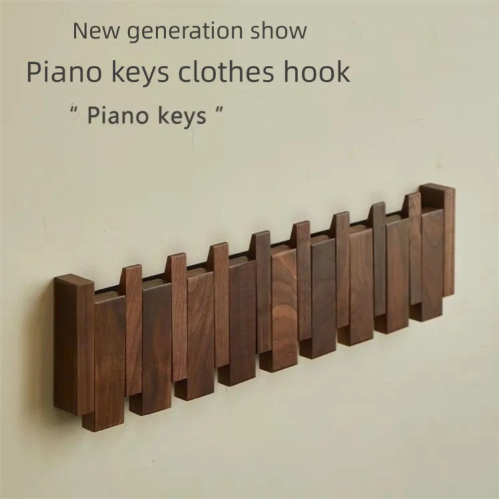 Wall Mounted Wood Coat Rack with 8 Piano Key Hooks Wall Coat Rack Richie's