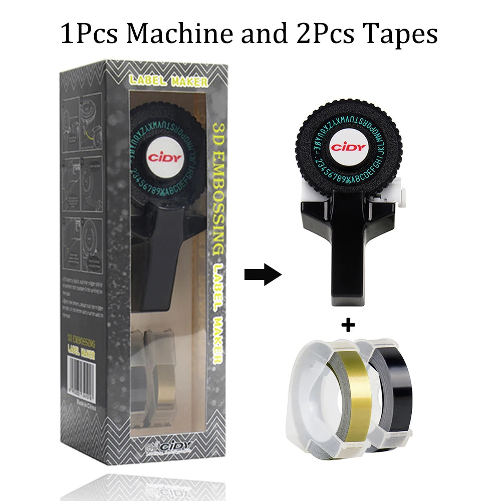 Handheld 3D Embossing Label Maker Manual Typewriter + 2 Tape Rolls Embossing Label Maker Richie's
