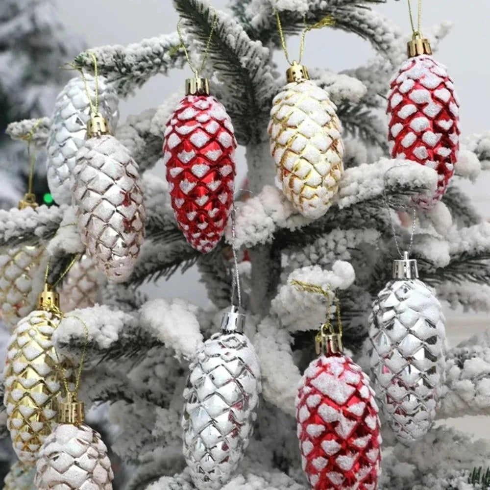 5Pcs Glitter Pine Cone Christmas Ornaments Hanging Pendants Christmas Ornaments Richie's