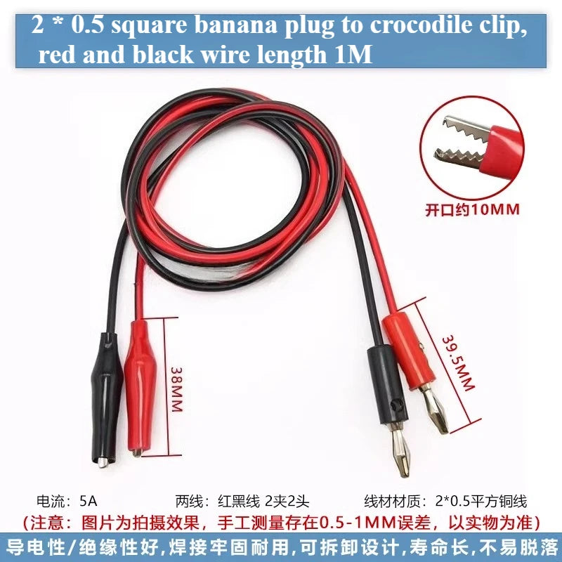 Banana Plug to Crocodile Clip Test Wire Set – Red & Black Test Lead Set Richie's A to B 1 Pair