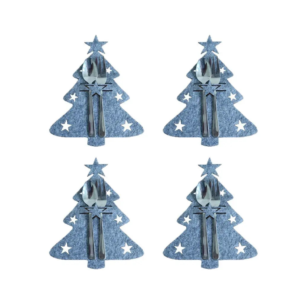 Christmas Cutlery Holder Bags | Festive Non-Woven Fabric 4 Pcs