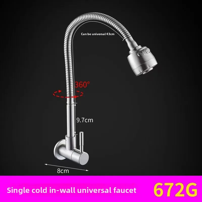 Wall Mount Single Cold Kitchen Faucet – Stainless Steel Sink Tap Kitchen Wall Faucet Richie's 304-3