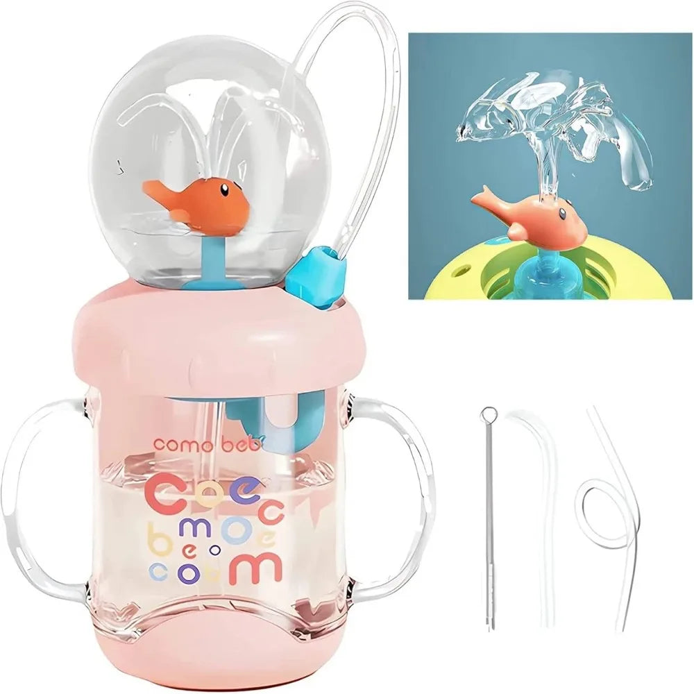 Whale Straw Cup for Kids – Leak-Proof Insulated 220ml/350ml Kids Straw Cup Richie's Pink 1