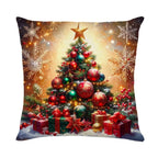 Christmas Cushion Cover – Tree Print Checkered Pillowcase 45×45cm Decorative Pillow Cover Richie's Style 4