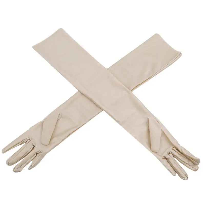 Women's Long Satin Opera Gloves for Prom, Party & Costume Satin Opera Gloves Richie's Beige One Size