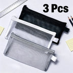 3-Pack Transparent Nylon Mesh Zipper Pouches | Multi-Use Storage Mesh Zipper Pouches Richie's Mixed 3 Pcs