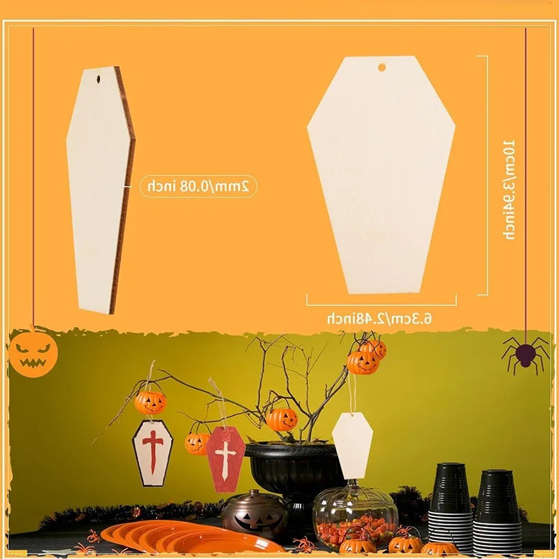 Unfinished Wooden Ghost Cutouts for DIY Crafts – 10 Pcs Wood Craft Cutouts Richie's 10pcs C