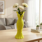 3D Printed Gown-Shaped Flower Vase | Elegant Dress Décor Decorative Vase Richie's Yellow
