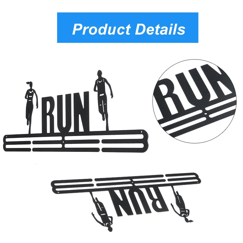 Wall Mount Medal Holder Display Hanger – Black Steel Sports Rack Medal Display Rack Richie's