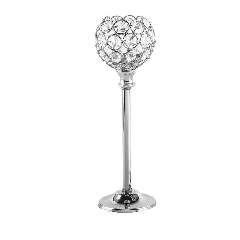 Gold Crystal Tealight Candle Holder – Elegant Home Decor Candle Holder Richie's Silver 27cm