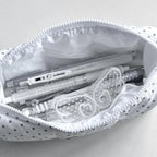 White Polka Dot Pencil Case Large Capacity Cotton Pen Pouch Pencil Case Richie's