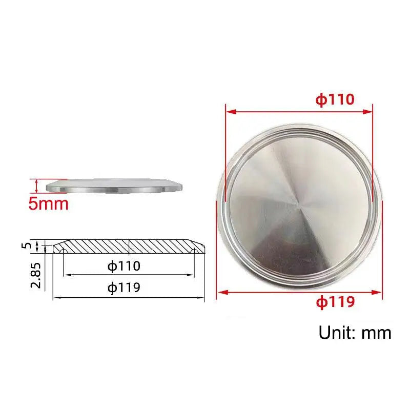 304 Stainless Steel Sanitary Clamp End Cap Fitting 25.4–155mm Sanitary Pipe Fitting Richie's A9