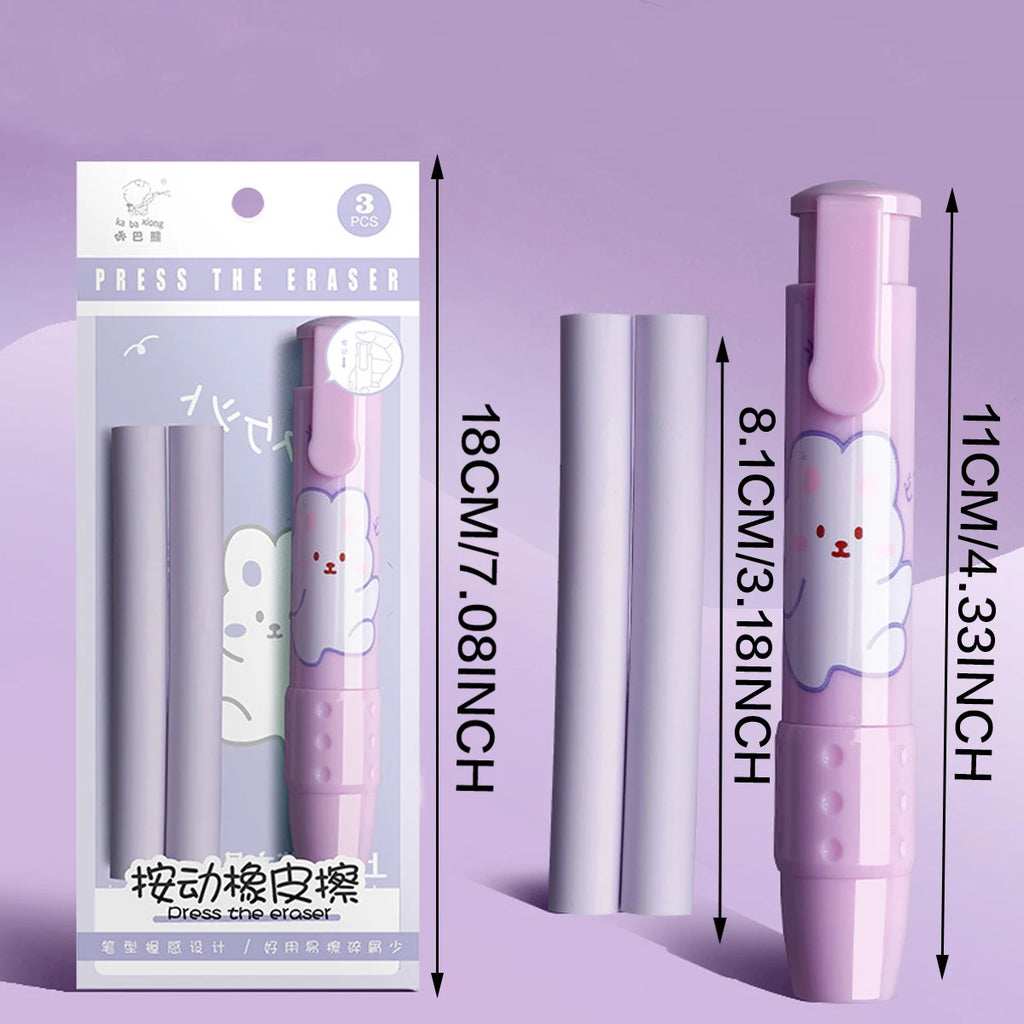 Retractable Eraser Pencil Kit with 2 Bendable Cores | Office & Study Eraser Pencil Kit Richie's PURPLE