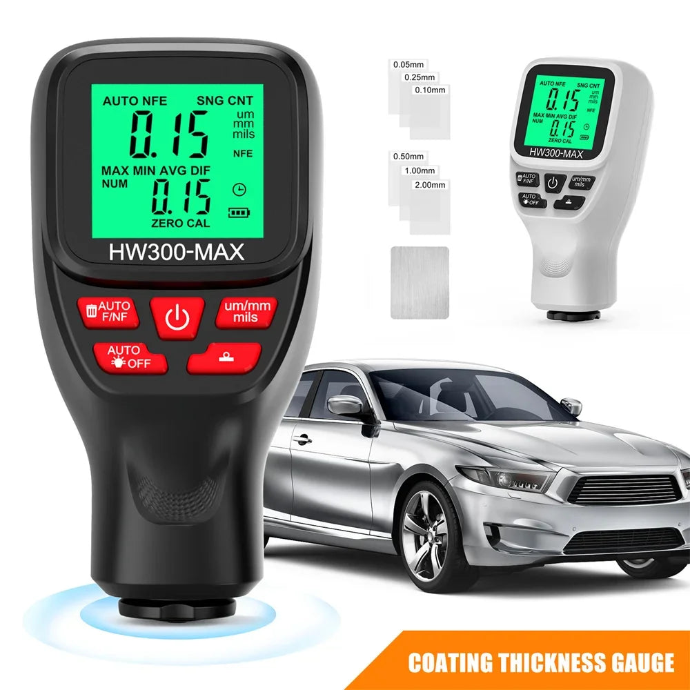 HW-300 Car Paint Film Thickness Gauge 0-2000µm DFT Meter Paint Thickness Gauge Richie's