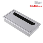 Rectangle Desk Cable Grommet Wire Hole Cover | Cable Organizer Desk Cable Grommet Richie's silver-80x160mm
