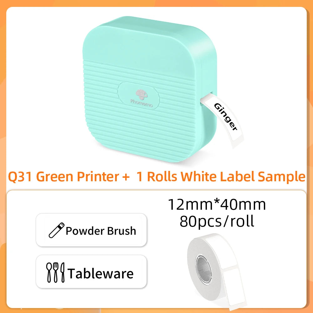 Phomemo Q31 Bluetooth Thermal Label Maker – Portable, Ink-Free Thermal Label Printer Richie's Q31 Green Printer CN