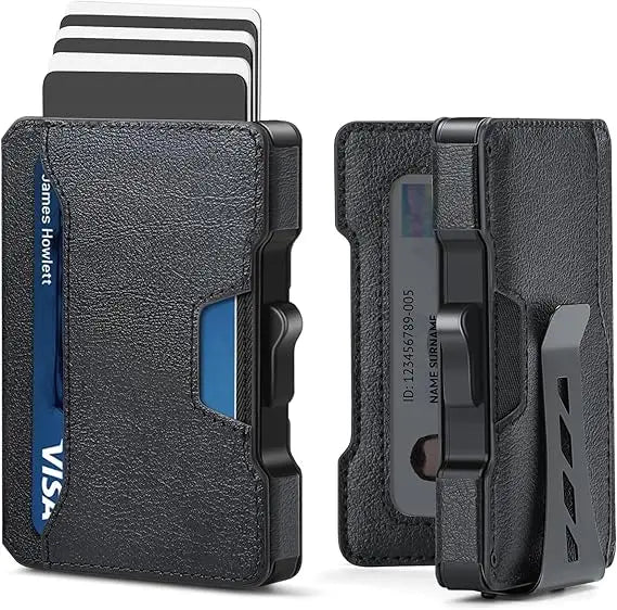 Zeeker EDC Pop-Up Slim Wallet – RFID Blocking Leather Card Holder Slim Card Wallet Richie's Black China Mainland