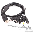 5-in-1 USB Charging Cable for 3DS, DSi, GBA SP, Wii U & PSP Game Console Charger Cable Richie's Black