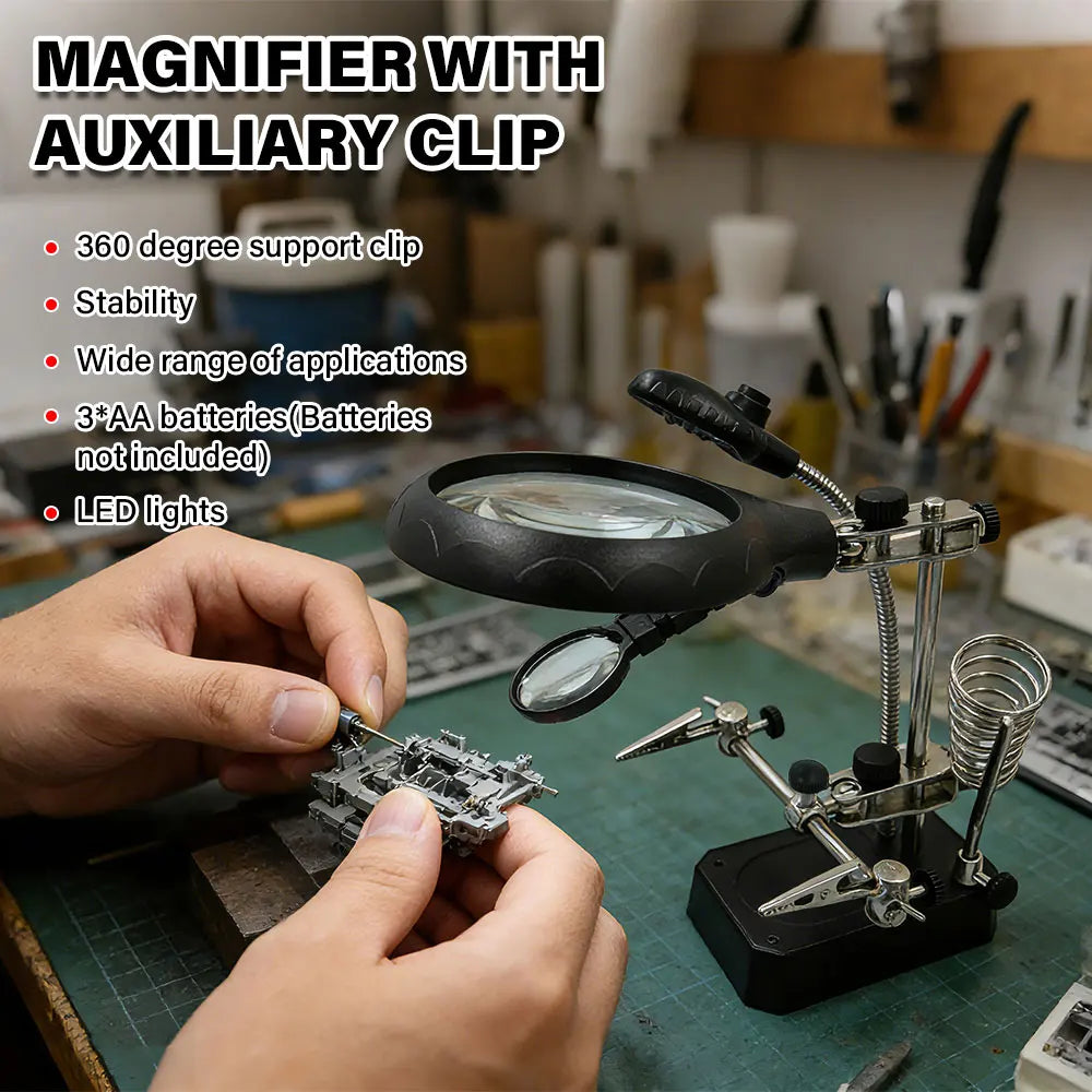 10X Magnifying Soldering Station – 5 LED Lights & 2 Clamps Soldering Magnifier Station Richie's