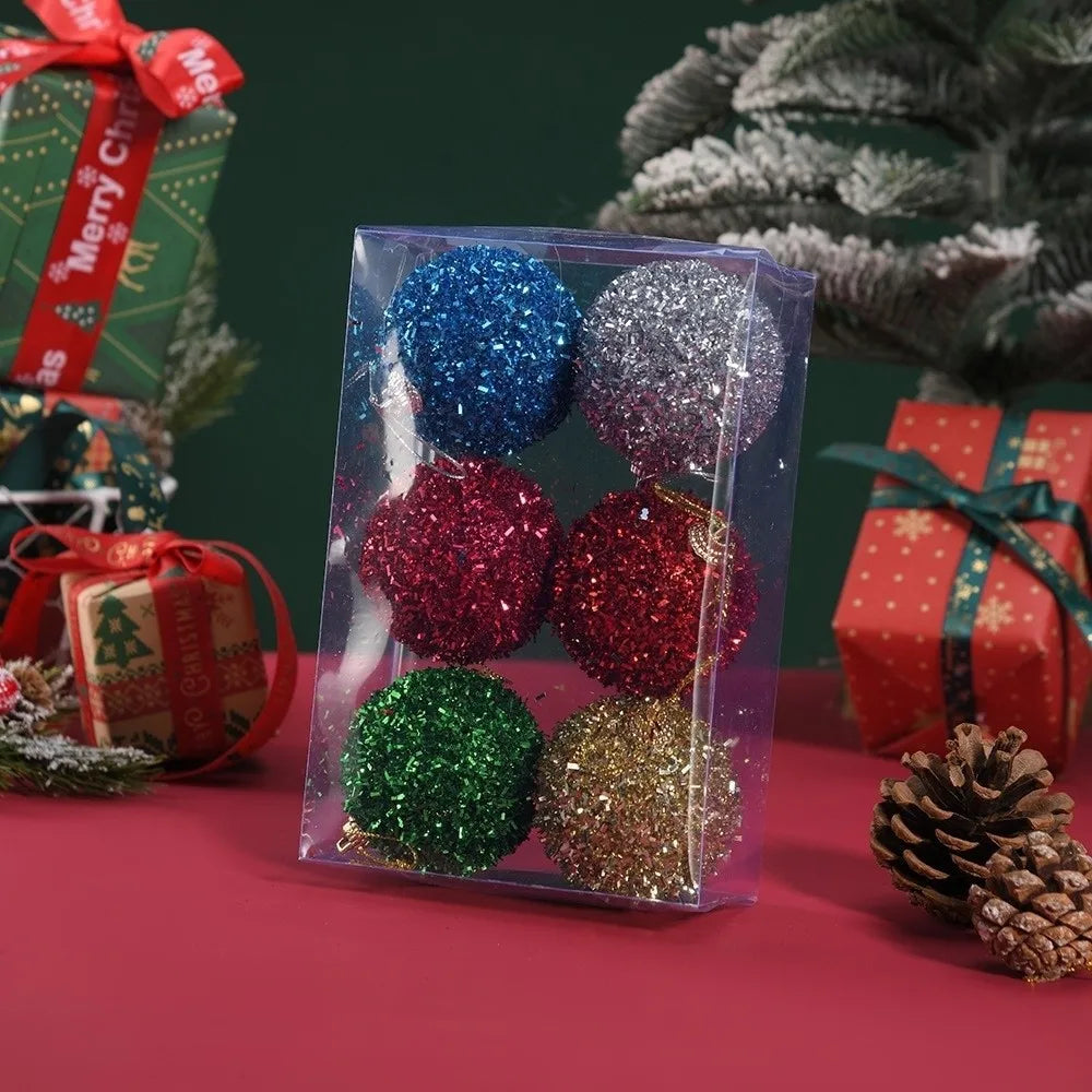 6-Pack 6cm Shiny Christmas Ball Ornaments – Red & Gold Glitter Christmas Tree Ornaments Richie's Multicolor 1.5cm