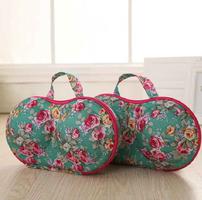 Women's Embroidered Ethnic Floral Clutch Bag & Bra Travel Case Embroidered Clutch Bag Richie's as shown