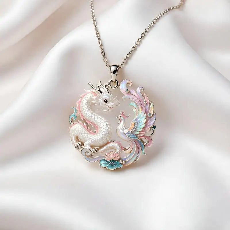 Nine-Tailed Fox Enamel Pendant Necklace | Chinese Mythology Enamel Pendant Necklace Richie's A4