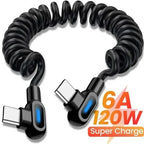 FUCHU Coiled USB-C Fast Charge Cable 6A 120W LED Indicator USB Charging Cable Richie's