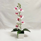 7-Bloom Artificial Pink Orchid Potted Plant | Faux Bonsai Artificial Potted Flower Richie's Style F