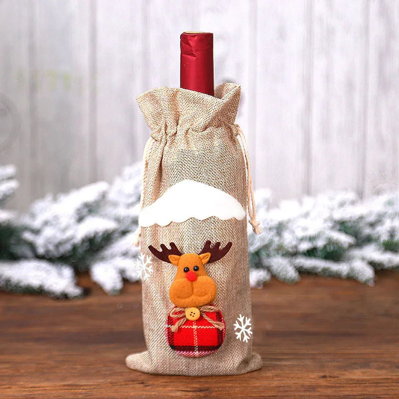 Christmas Wine Bottle Bags – Santa, Plaid & Floral | 1 or 3 Pcs Holiday Bottle Bag Richie's 1pc