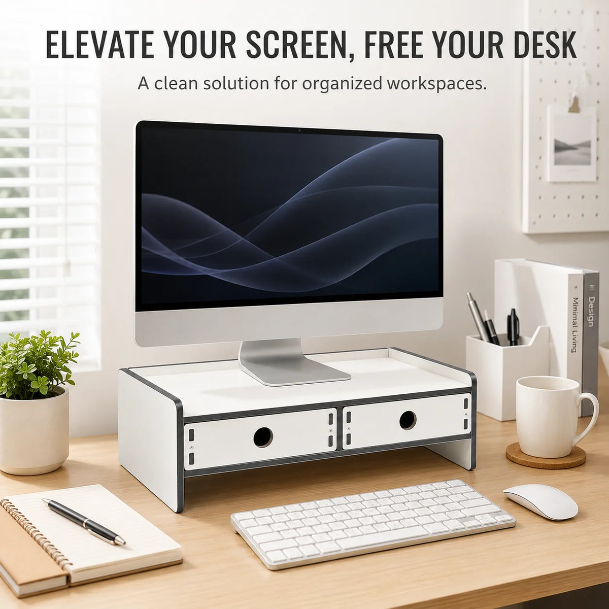 Monitor Riser with 2 Storage Drawers – Desk Organizer Stand Monitor Riser Stand Richie's Default Title