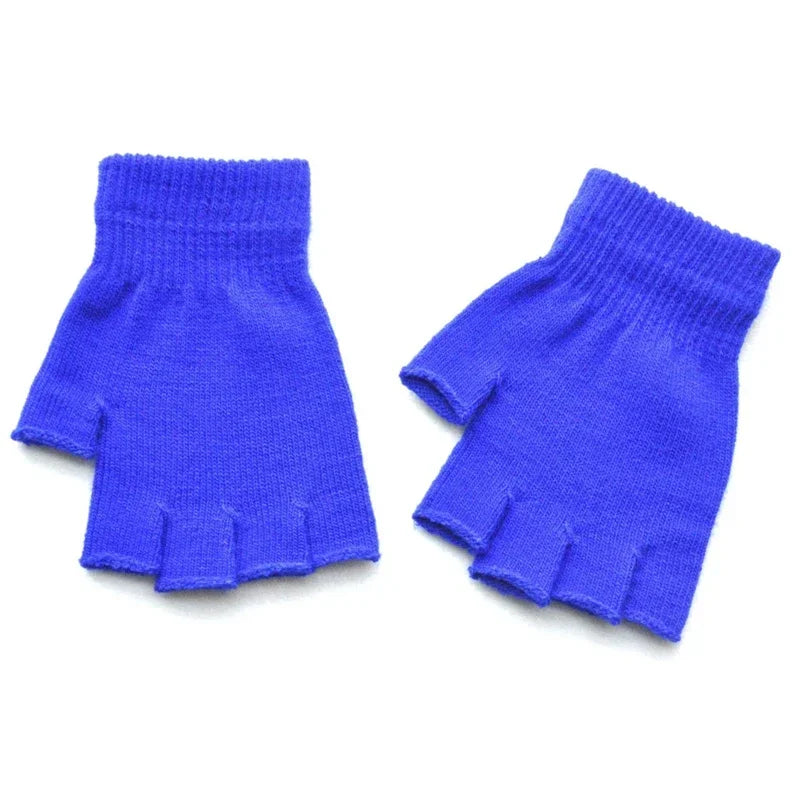 Kids Fingerless Knit Gloves – Stretchy Half-Finger Winter Mittens Kids Winter Gloves Richie's