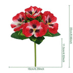 Silk Artificial Pansy Flowers Faux Rose Bouquet – DIY Home Decor Artificial Flowers Richie's 01-Red - White