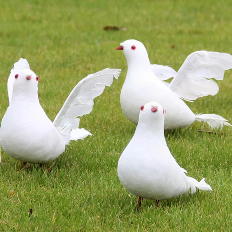 Artificial Foam Feather Peace Dove Ornament – Wedding & Garden Bird Ornament Decor Richie's