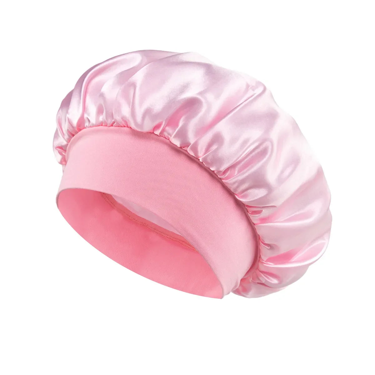 Satin Wide-Brim Sleeping Bonnet – Unisex Hair Care Night Cap Satin Sleep Bonnet Richie's Pink
