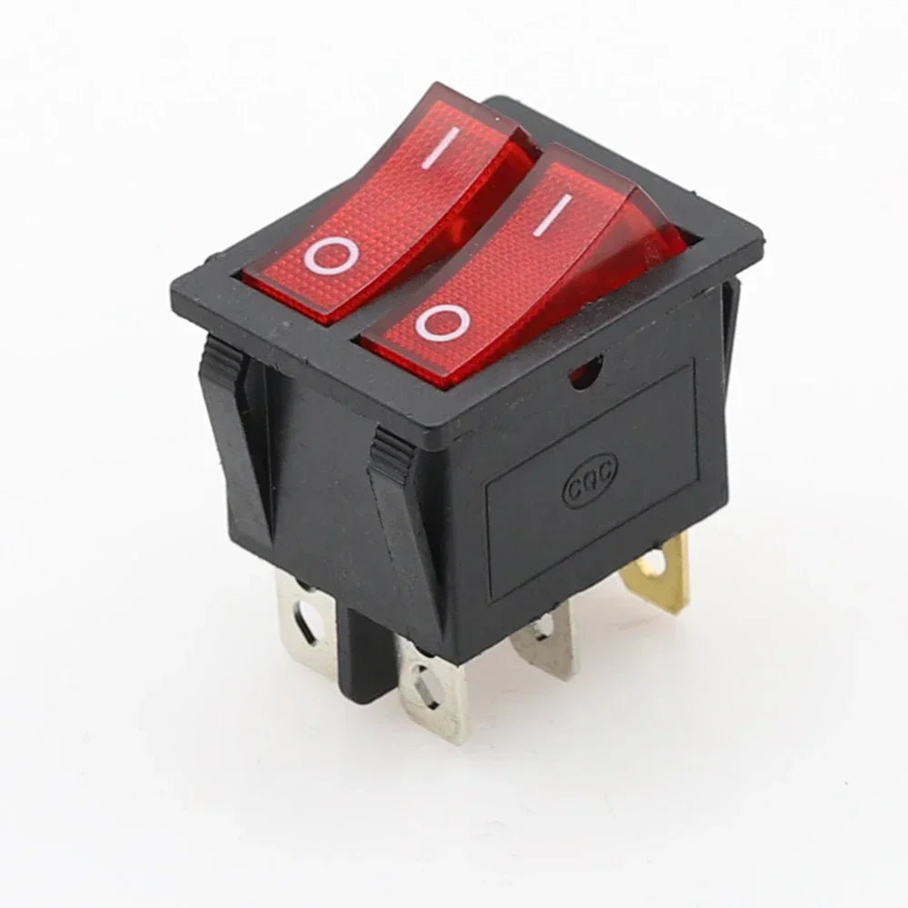 KCD8 6-Pin Waterproof Rocker Switch 16A 250V Latching ON-OFF Rocker Switch Richie's 2D6P-Red Red