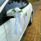 Retro Flower Bow Wedding Car Rearview Mirror Door Decoration Wedding Car Decoration Richie's