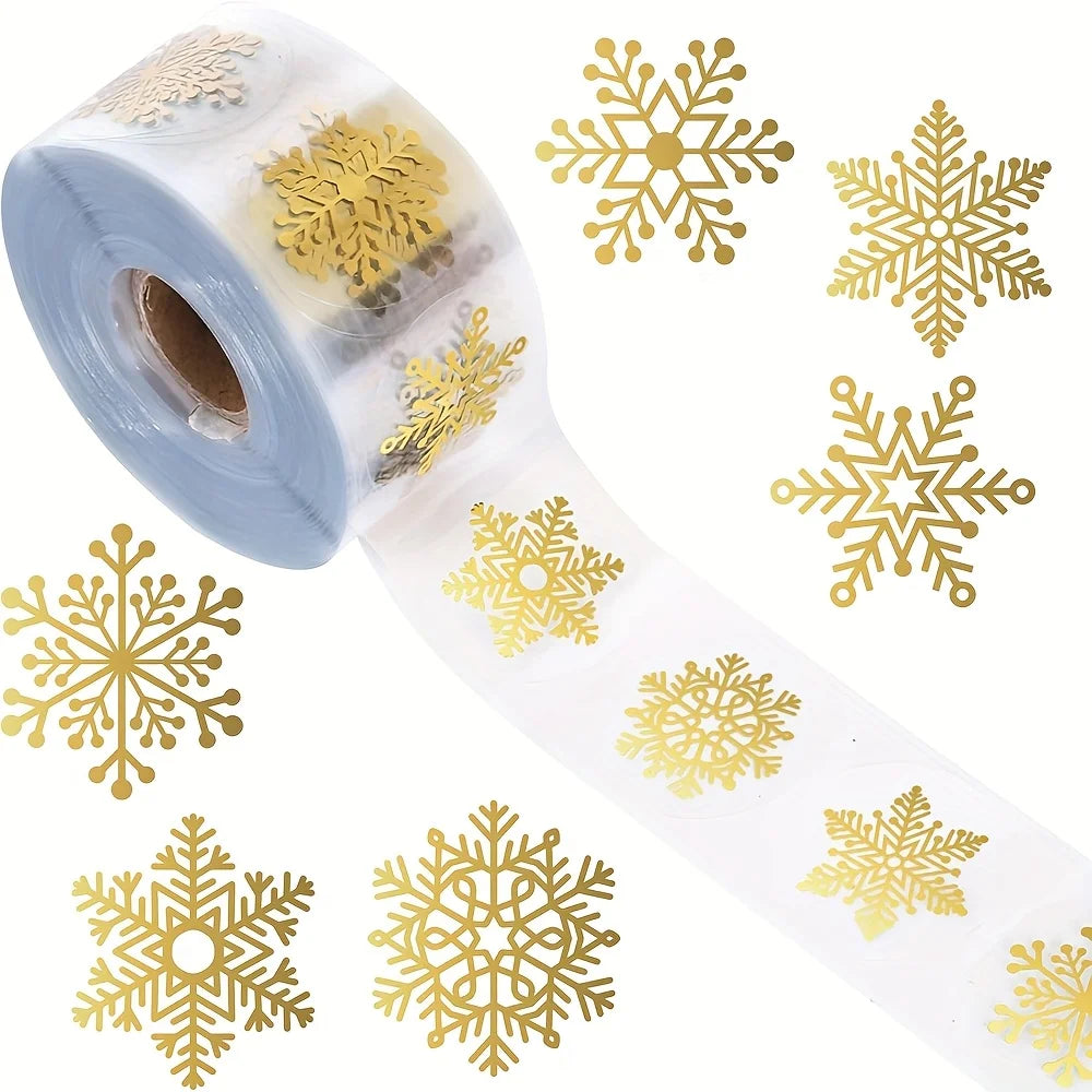Golden Snowflake Christmas Sealing Stickers – Gift Wrap Roll Decorative Sealing Stickers Richie's
