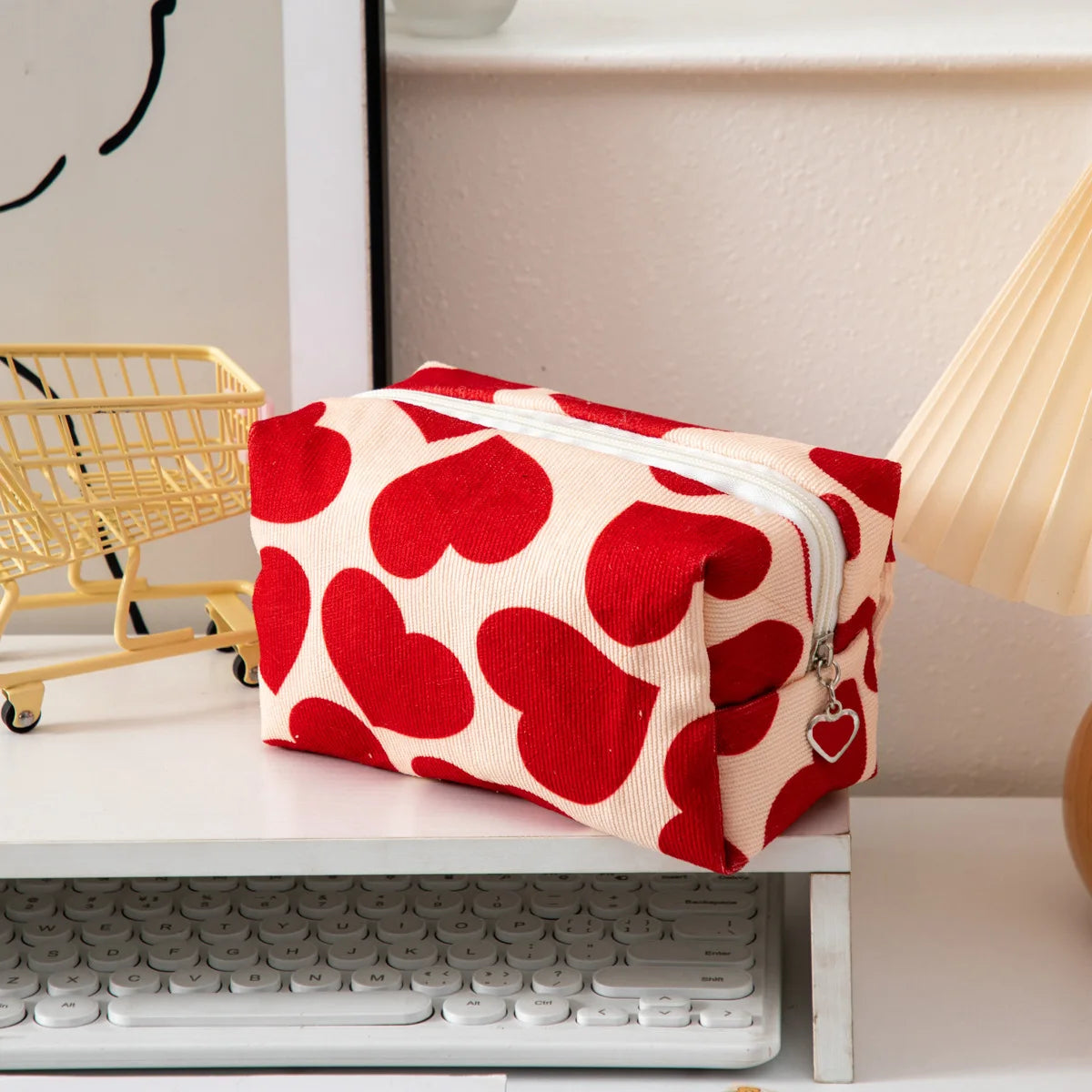 Red Heart Women's Cosmetic Bag – Travel Makeup Organizer Cosmetic Makeup Bag Richie's